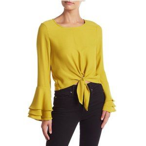 LIKELY Bell-Sleeved Yellow Ruffle Blouse - Size S